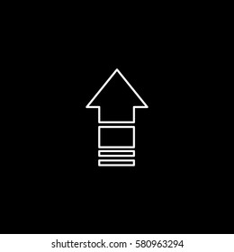 Web Arrow Upload Up Line Icon On Black Background