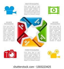 Web arrow for website app business interface infographic. Isolated interface 4 band background infographic. Design clean number banners arrow/graphic website infographic layout. Vector illustration