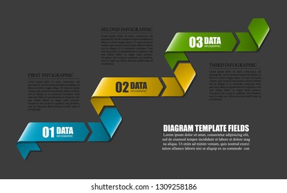Web arrow for website app business interface infographic. Isolated interface 3 band background infographic. Design clean number banners arrow/graphic website infographic layout. Vector illustration