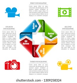 Web arrow for website app business interface infographic. Isolated interface 4 band background infographic. Design clean number banners arrow/graphic website infographic layout. Vector illustration