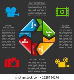 Web arrow for website app business interface infographic. Isolated interface 4 band background infographic. Design clean number banners arrow/graphic website infographic layout. Vector illustration