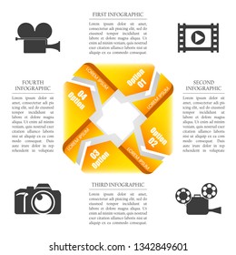 Web arrow for website app business interface infographic. Isolated interface 4 band background infographic. Design clean number banners arrow/graphic website infographic layout. Vector illustration
