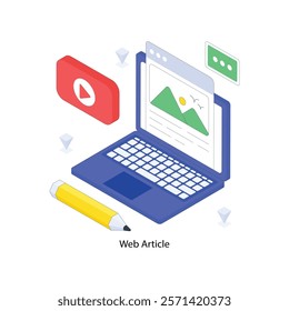 Web Article isometric Colored illustration. EPS File stock illustration