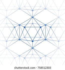 Web of Atoms or blocks are connected. Symbol Science and Blockchain. Vector Illustration.