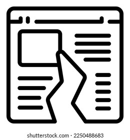 vector de contorno de icono de ataque web. Delito cibernético. Virus en línea