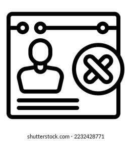 Web avatar icon outline vector. Social profile. Delete computer