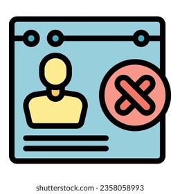 Web avatar icon outline vector. Social profile. Delete computer color flat