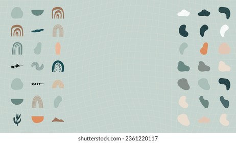 web background with boho elements, checkered wavy,empty place