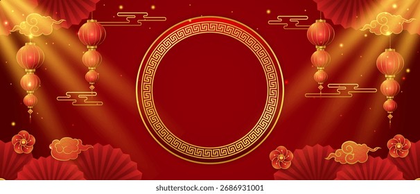 Webhintergrund Chinesisch mit Laterne und roter Farbe