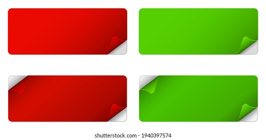 Web baner with bend curl corner 3d paper card. Clored sticker and label. Greeting card design.