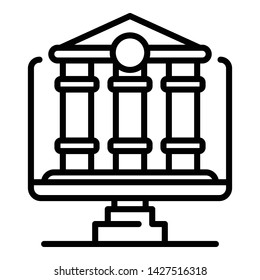 Web bank icon. Outline web bank vector icon for web design isolated on white background