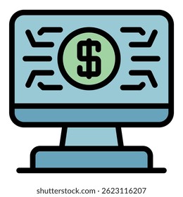 Icono de la banca de Web. Esquema Web Vector bancario icono de color plano aislado