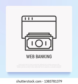 Web banking thin line icon. Modern vector illustration.