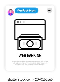 Web banking thin line icon. Modern vector illustration.