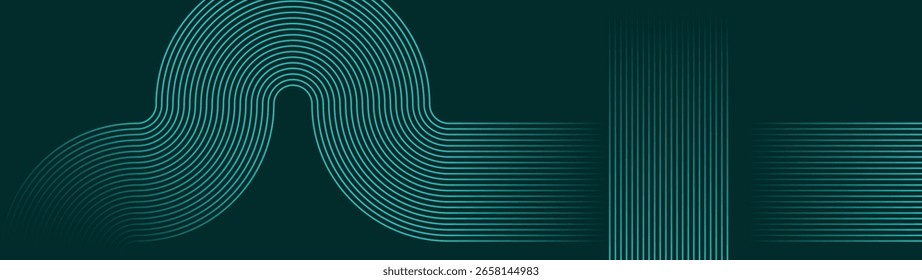 Web Banner abstract green lines digital geometric elements modern shiny vector background dark green stripes curve luxury EPS 10