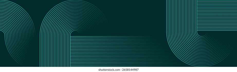 Web Banner abstract green lines digital geometric elements modern shiny vector background dark green stripes curve luxury EPS 10