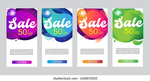 Web banner ad with dynamic modern fluid mobile for sale banners. Sale banner template design, Flash sale special offer set and can use for half-page ad,vertical ad,vertical rectangle ad and instagram