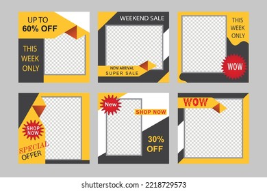 web banner ads for promotion design with yellow and black color. Suitable for social media post and web internet ads