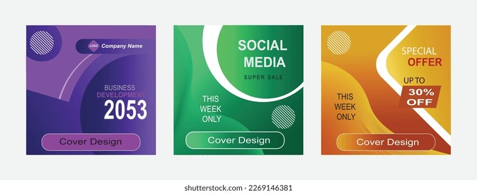 web banner ads for promotion design with green, purple and orange color. Suitable for social media post and web internet ads