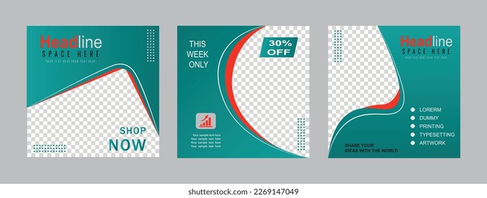 web banner ads for promotion design with green color. Editable Post Template Social Media Banners for Digital Marketing.