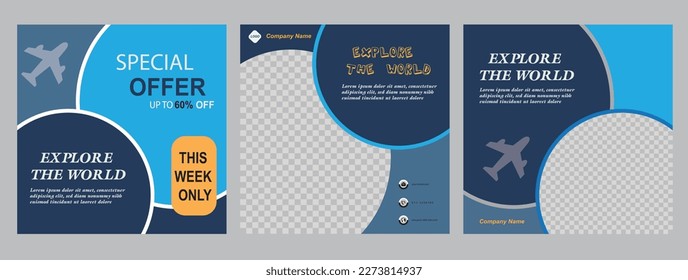 Web-Banner-Werbung für Werbegestaltung mit blau-gelber Farbe. Bearbeitbare Post Template Social Media Banner für Digital Marketing.