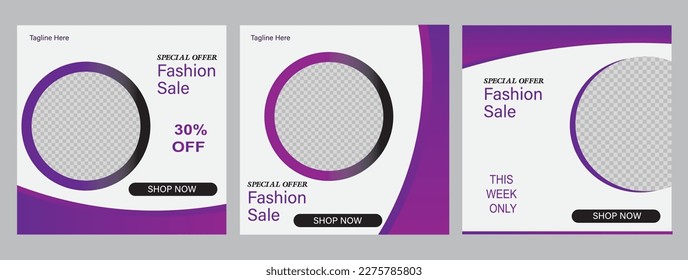 web banner ads for promotion design with purple color. Editable Post Template Social Media Banners for Digital Marketing.
