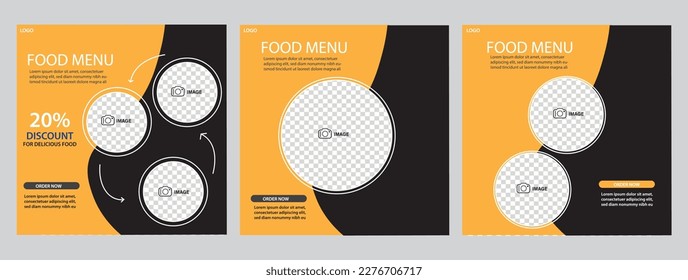web banner ads for promotion design with black and yellow color. Editable Post Template Social Media Banners for Digital Marketing.