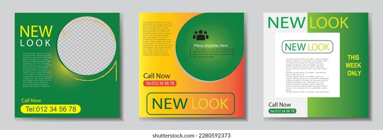 web banner ads for promotion design with green and orange color. Editable Post Template Social Media Banners for Digital Marketing