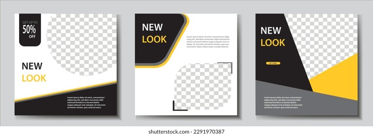 web banner ads for promotion design with black and yellow color. Suitable for social media post and web internet ads
