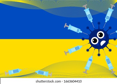 Web banner for advocacy for the prevention of viral diseases in medical institutions against the background of the flag of Ukraine, the concept of the benefits of vaccination for human health