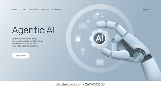 Banner da Web com Agentic Ai Process Automation Management. Fluxo de trabalho de IA, tecnologia de automação orientada por IA.