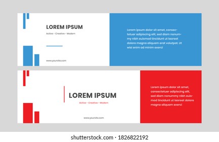 Web banner blue and red colors simply and elegant vector design template