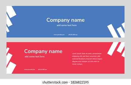 Web banner blue and red colors simply and elegant vector design template