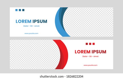 Web banner blue and red colors simply and elegant vector design template