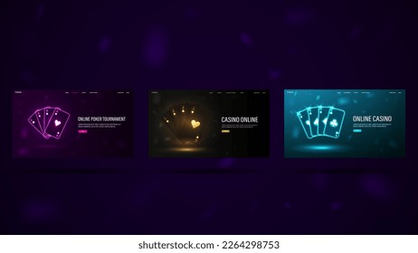 A web banner with bright gold cards on a black background.