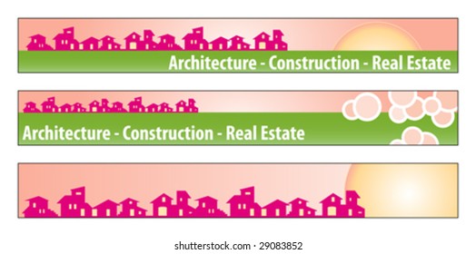 Web banner, business card, label or insignia for real estate, architecture, construction company