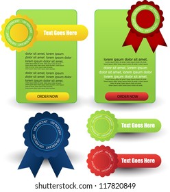 web banner with button and guarantee labels
