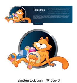 web banner with cartoon character.