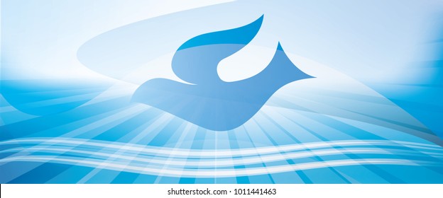 Web banner christian baptism concept with dove and waves of water