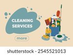 a web banner for the cleaning service. The application, the website of the cleaning company. House cleaning template.