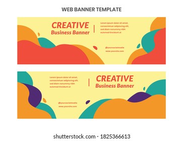 Web banner colorful editable full vector design template abstract concept