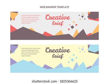 Web banner colorful editable full vector design template triangle shapes