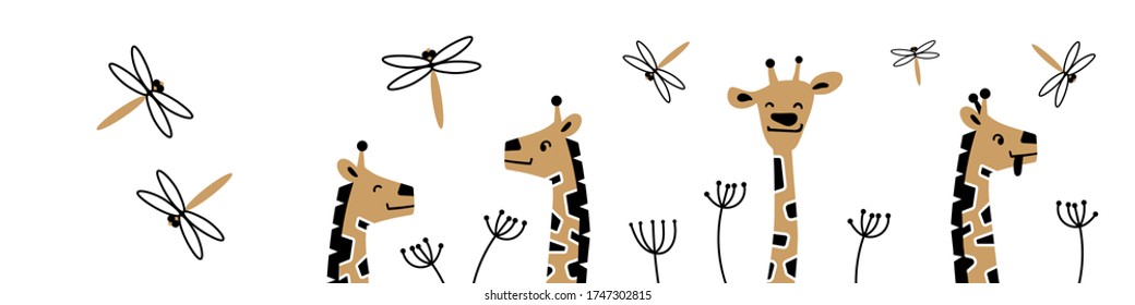 Web-Banner mit süßen Cartoon Giraffe Kopf. Vector-Abbildung.