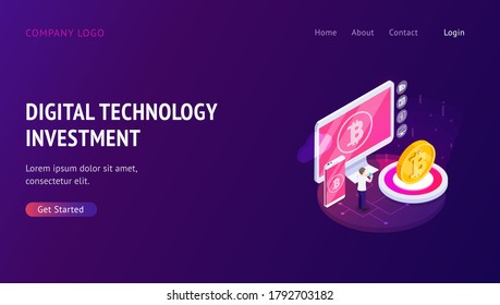 Web banner with decorated small people character. Landing page template. Concepts for Online banking, Investment and growth economy with modern technology. vector illustration.