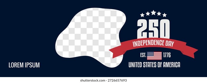 Banner da web dedicado ao 250º aniversário do Dia da Independência dos EUA.