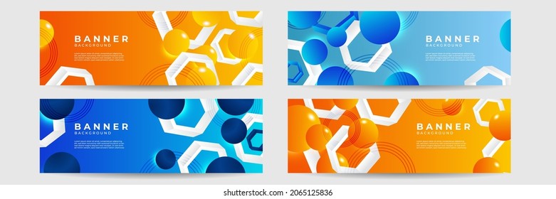 Fondo de diseño de banner web. el diseño de pancartas geométricas amplias de mempates abstractos. Resumen color azul rojo naranja amarillo degradado fondo de forma geométrica con triángulo dinámico concepto corporativo moderno