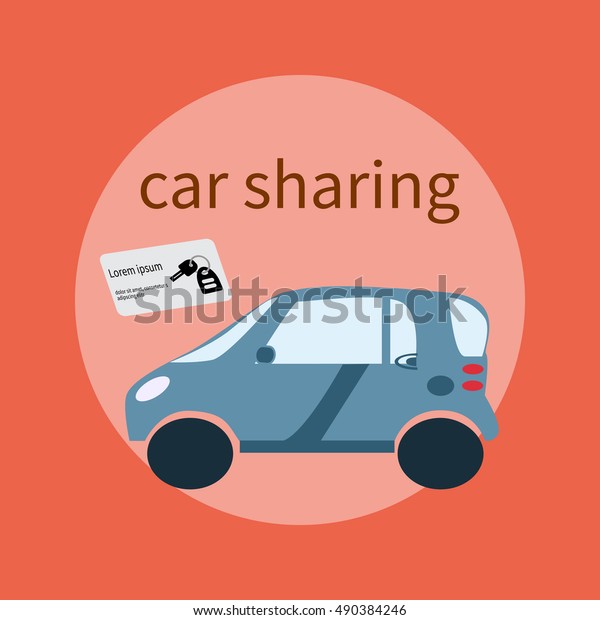 Web banner design for\
car sharing site or advertisement. Vector background of car sharing\
services