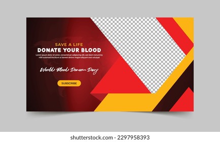 A web banner design for donate your blood, Blood donation social media post, World blood donor day video cover design