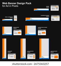web banner design pack for ad in pixels