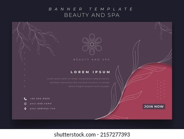 Web banner design in purple feminine background for beauty and spa template design